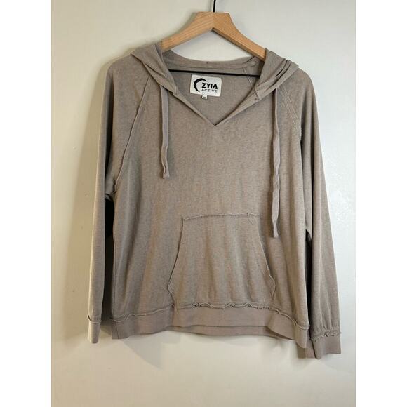 Zyia Active Tops - Zyia active lightweight taupe 1/4 sleeve hoodie size medium